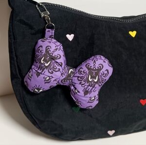 Custom Disney Haunted Mansion Wallpaper Print Plush Bow Purse Charm Keychain